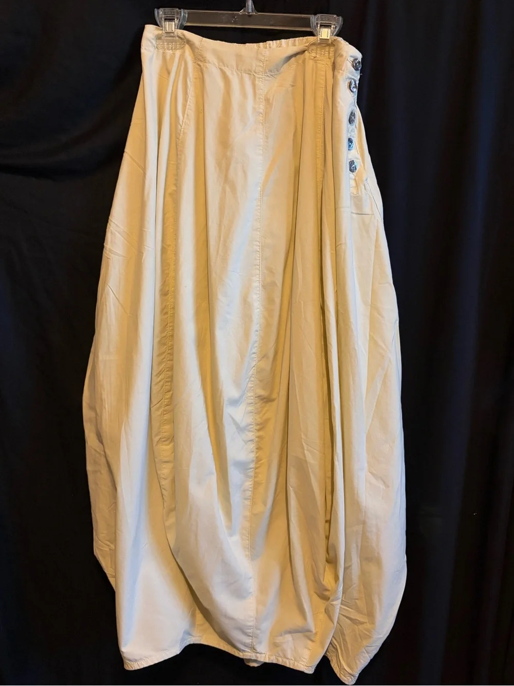Gertie’s Women's Cream Maxi Skirt with Side Button Detail